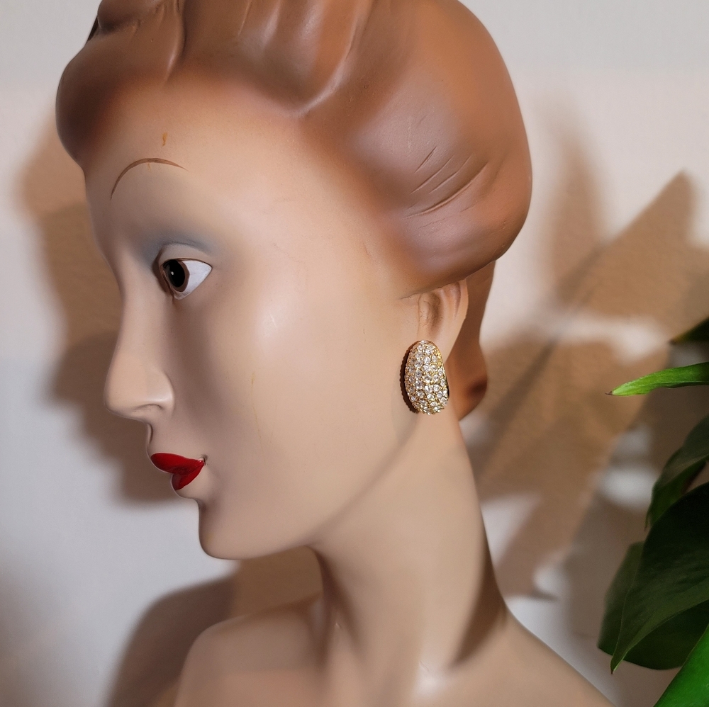 VTG Roman Gold Pave Earrings